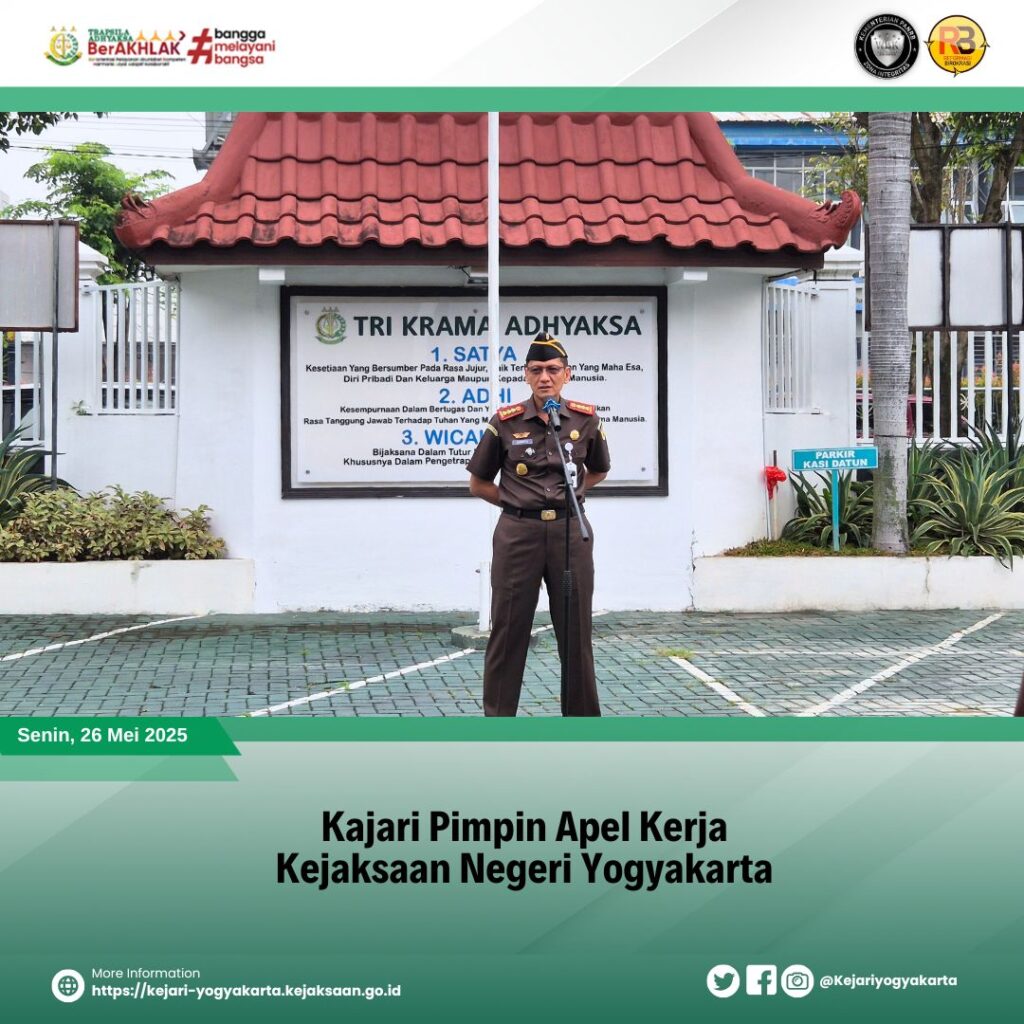 Kajari Pimpin Apel Kerja Kejaksaan Negeri Yogyakarta Kajari Pimpin Apel Kerja Kejaksaan Negeri Yogyakarta